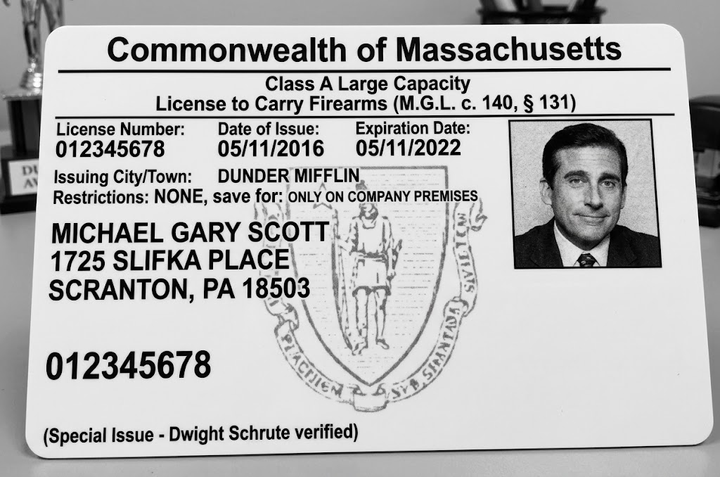 Sample Massachusetts License to Carry card